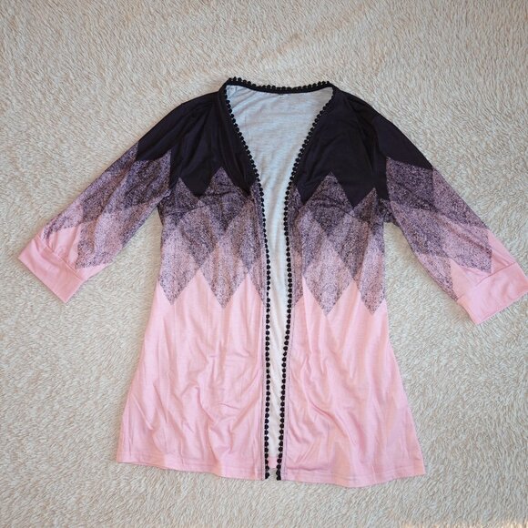 Women's Size Medium Pink and Black Long Sleeve Cardigan, NWOT - Picture 1 of 2